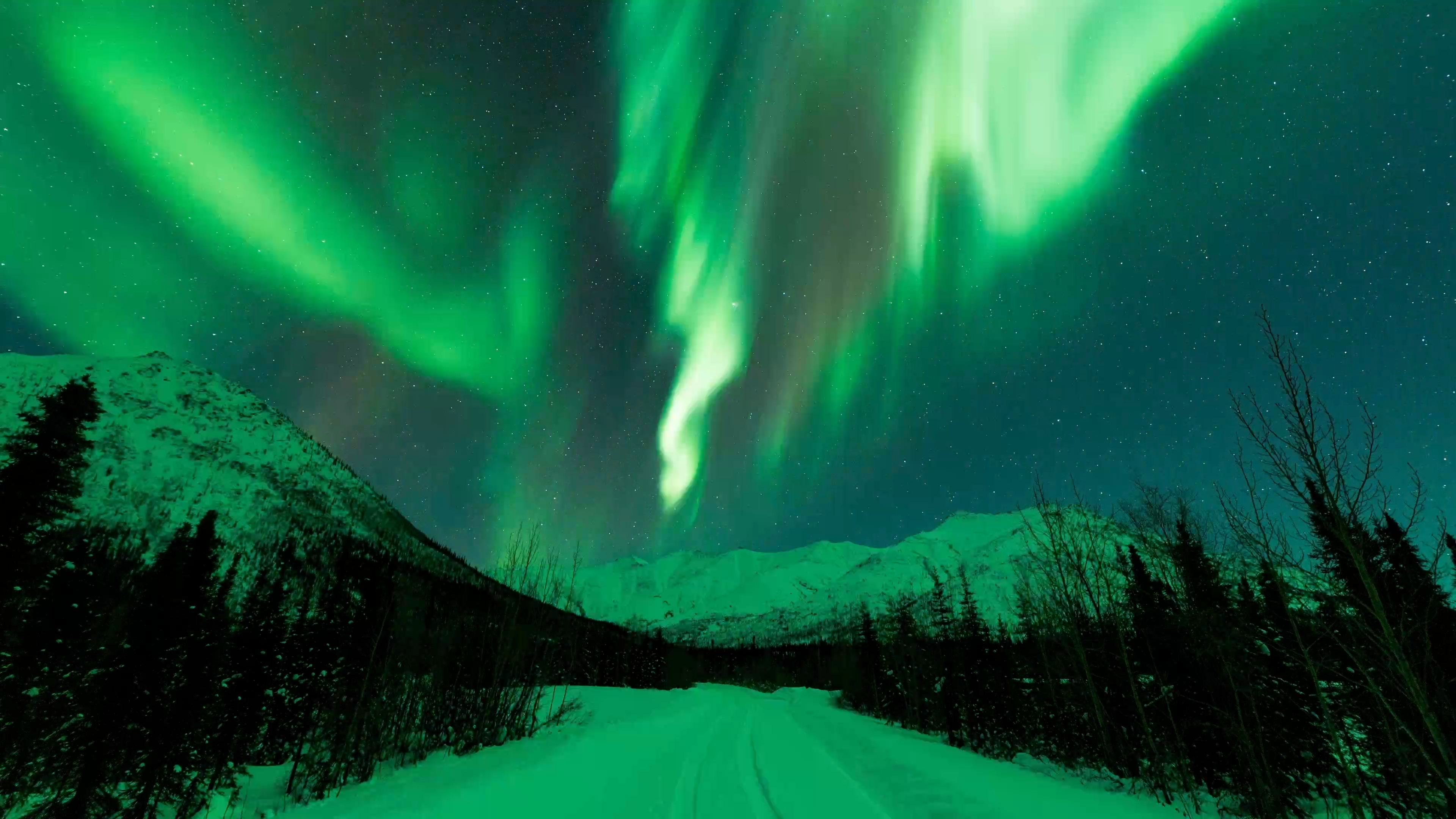 Full night timelapse video of the aurora borealis from Coldfoot, Alaska.